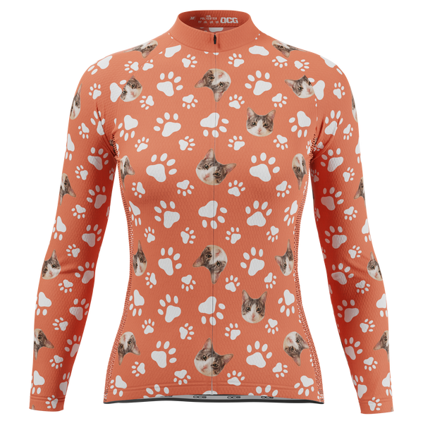 Women's Custom Pet Paws Design Personalized Long Sleeve Cycling Jersey