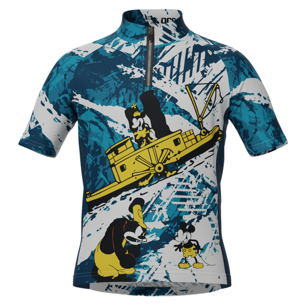 Kid's Steamboat Willie In The Sea Short Sleeve Cycling Jersey