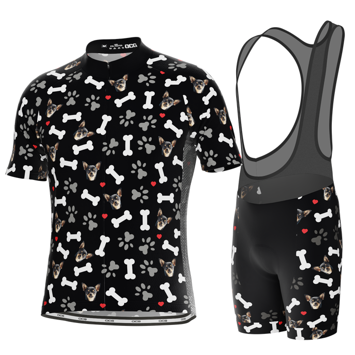 Men's Custom Pet Bones Cycling Kit Durable Personalized Gear Black