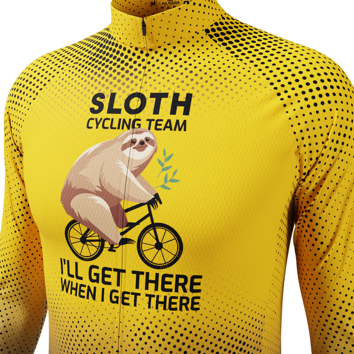 Men's Sloth Cycling Team Jersey Durable Custom Adventure Gear Yellow