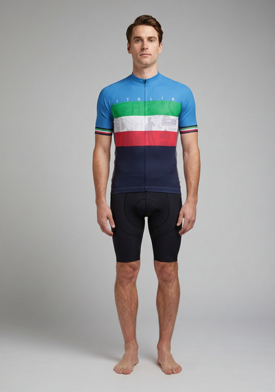 Mens Sites Of Italy Italia Flag Cycling Jersey - _default - front view