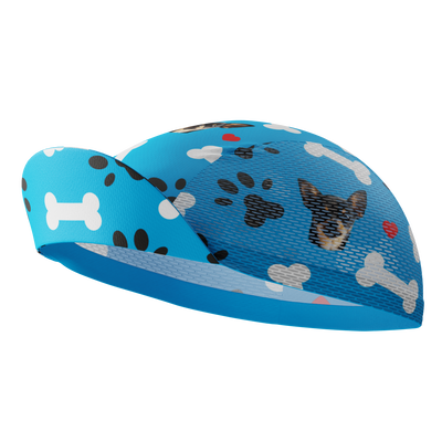 Unisex Quick-Dry Cycling Cap Custom Pet Bones Design Blue
