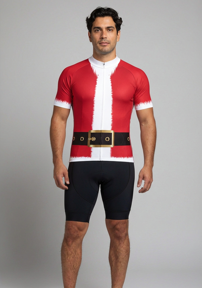 Mens Christmas Santa Fun To Ride Short Sleeve Cycling Jersey - _default - front view