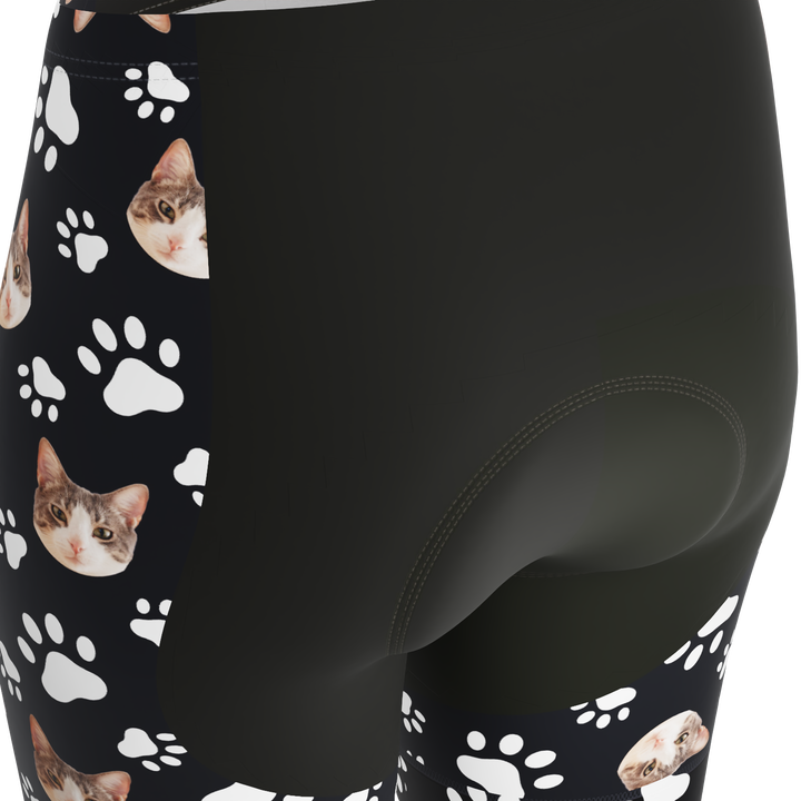 Women's Custom Pet Paws Cycling Shorts Gel Padded Performance Black