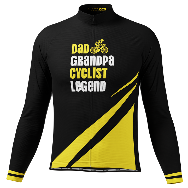 Men's Dad & Grandpa Long Sleeve Cycling Jersey Premium Comfort Black