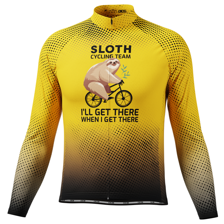 Men's Sloth Cycling Team Jersey Durable Custom Adventure Gear Yellow