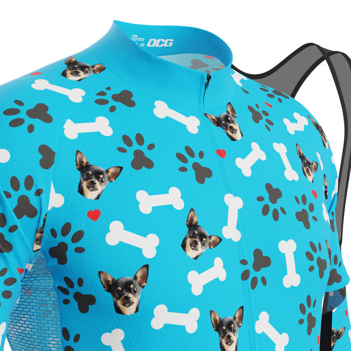 Men's Custom Pet Bones Cycling Kit Durable Personalized Gear Blue