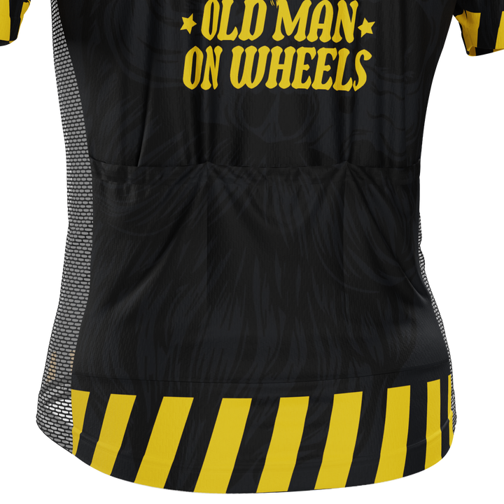 Men's Old Man On Wheels Cycling Jersey Premium Breathable Performance Black