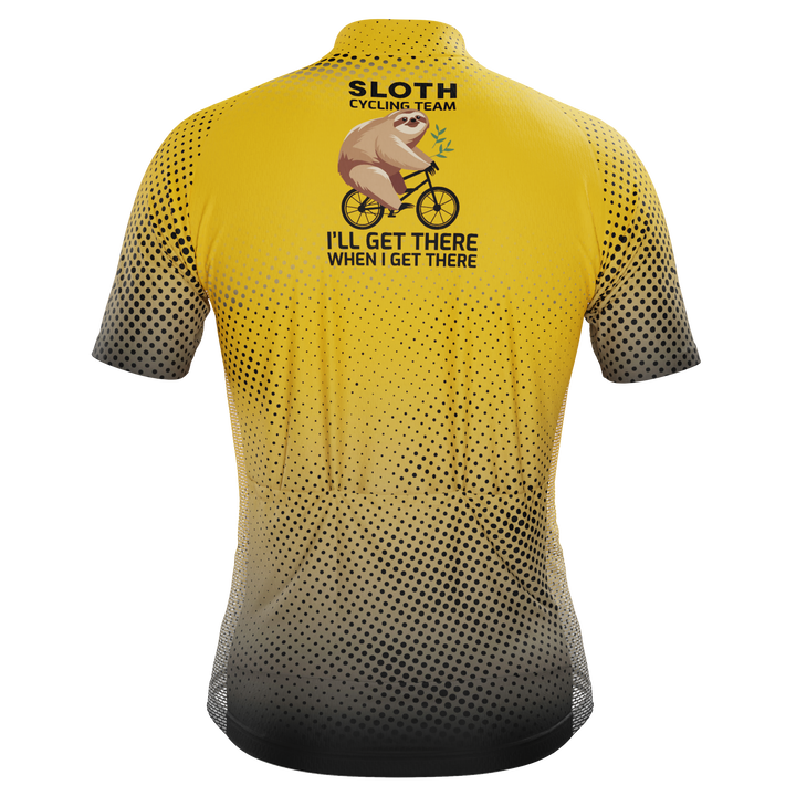 Men's Sloth Cycling Team Jersey Quick-Dry & Custom-Made Yellow