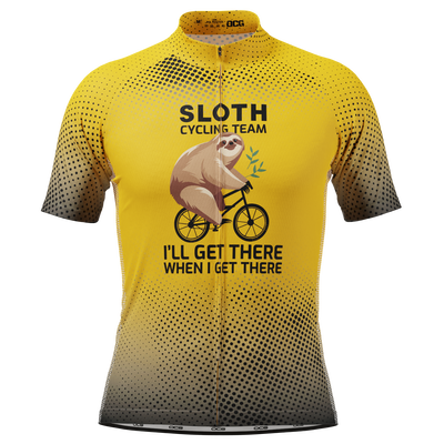Men's Sloth Cycling Team Jersey Quick-Dry & Custom-Made Yellow