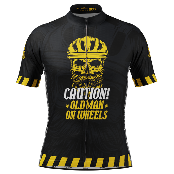 Men's Old Man On Wheels Cycling Jersey Premium Breathable Performance Black