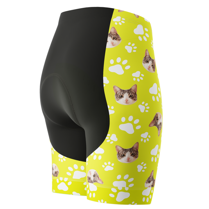 Women's Custom Pet Paws Cycling Shorts Gel Padded Performance Lime
