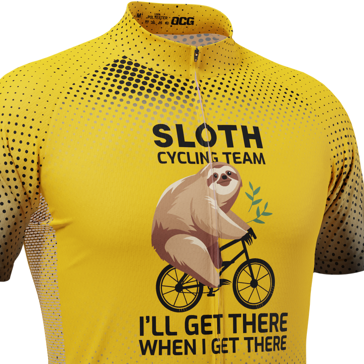 Men's Sloth Cycling Team Jersey Quick-Dry & Custom-Made Yellow