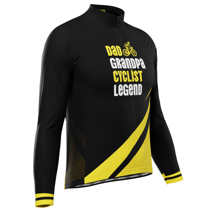 Men's Dad & Grandpa Long Sleeve Cycling Jersey Premium Comfort Black