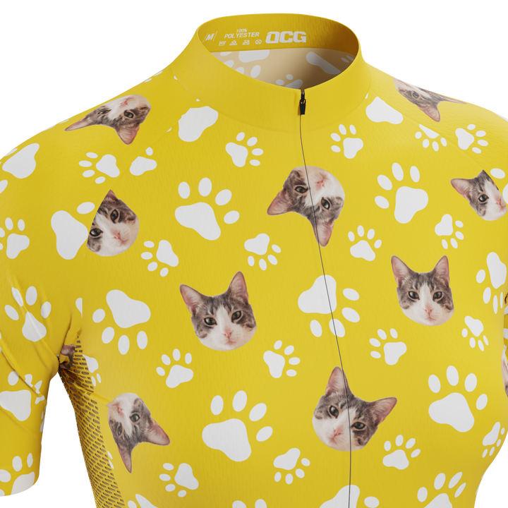 Custom Pet Paws Women's Cycling Kit Vibrant Performance Wear Yellow