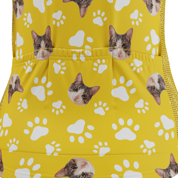 Custom Pet Paws Women's Cycling Kit Vibrant Performance Wear Yellow