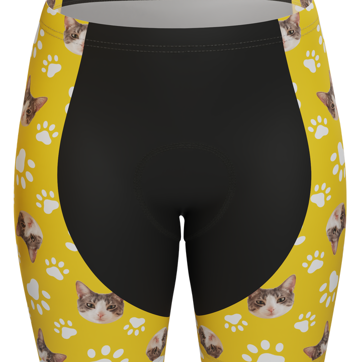 Custom Pet Paws Women's Cycling Kit Vibrant Performance Wear Yellow