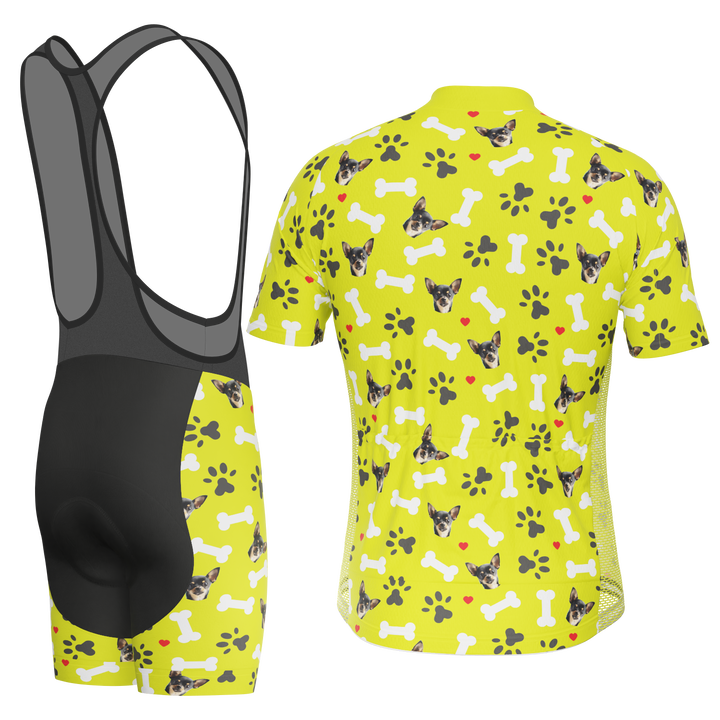 Men's Custom Pet Bones Cycling Kit Durable Personalized Gear Lime
