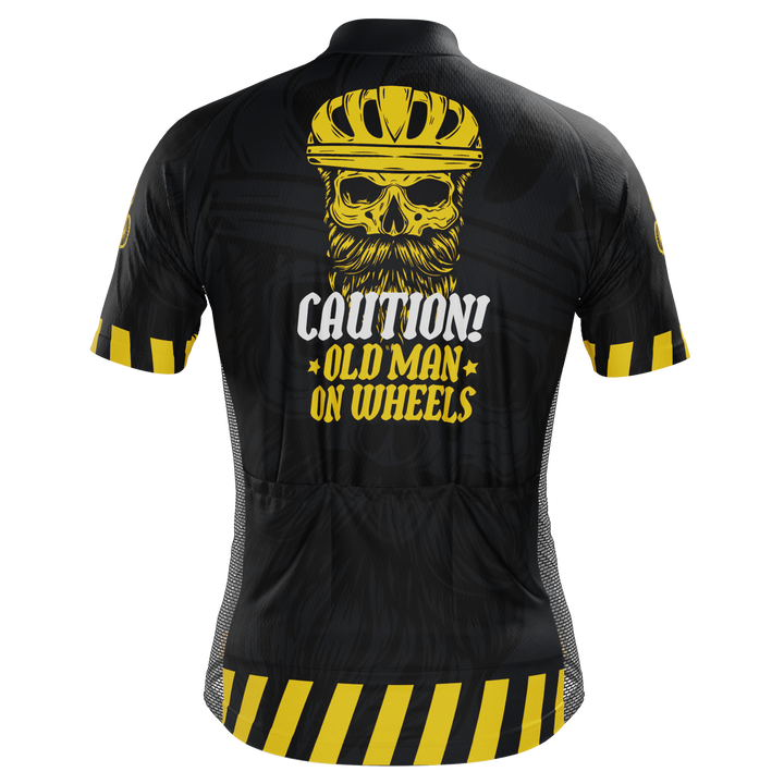 Men's Old Man On Wheels Cycling Jersey Premium Breathable Performance Black