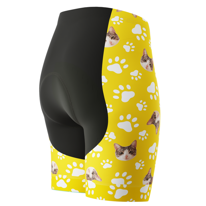 Women's Custom Pet Paws Cycling Shorts Gel Padded Performance Yellow