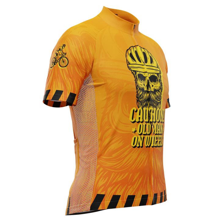 Men's Old Man On Wheels Cycling Jersey Premium Breathable Performance Orange