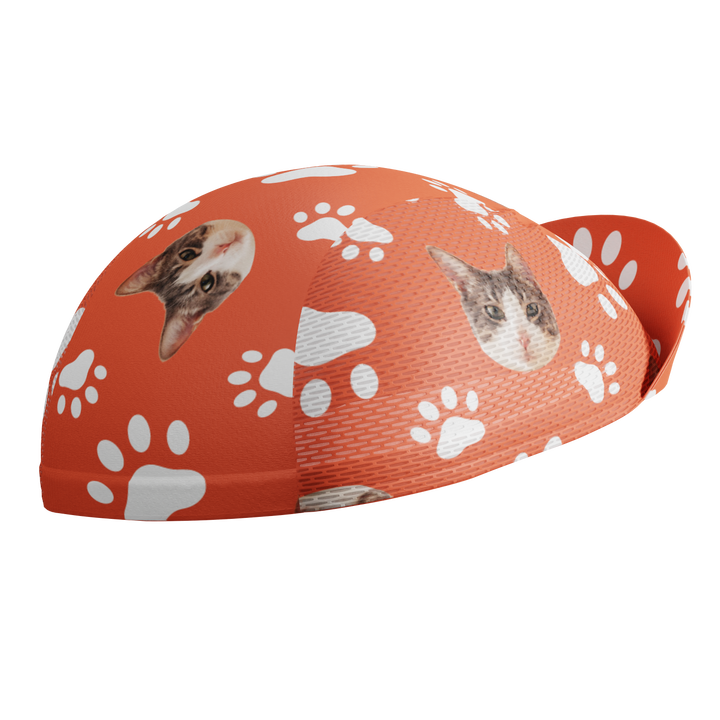 Unisex Custom Pet Paws Cycling Cap Quick-Dry Made-to-Order Comfort Red