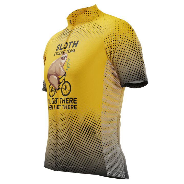 Men's Sloth Cycling Team Jersey Quick-Dry & Custom-Made Yellow