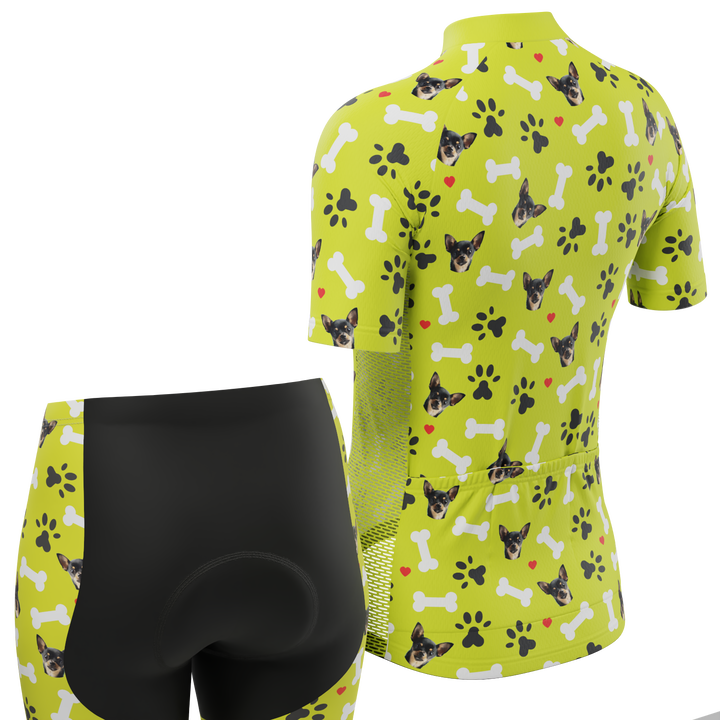Women's Custom Pet Bones Cycling Kit Durable & Personalized Lime