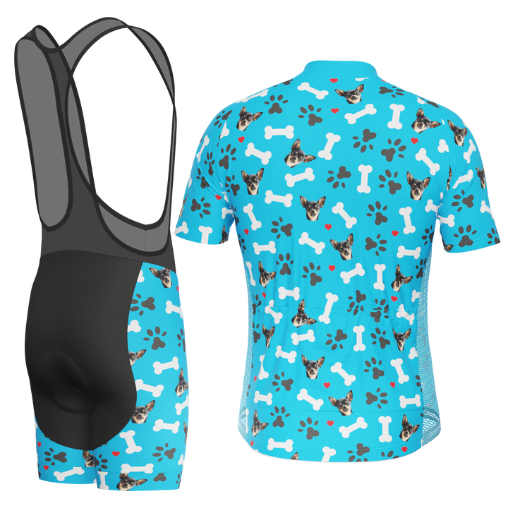Men's Custom Pet Bones Cycling Kit Durable Personalized Gear Blue
