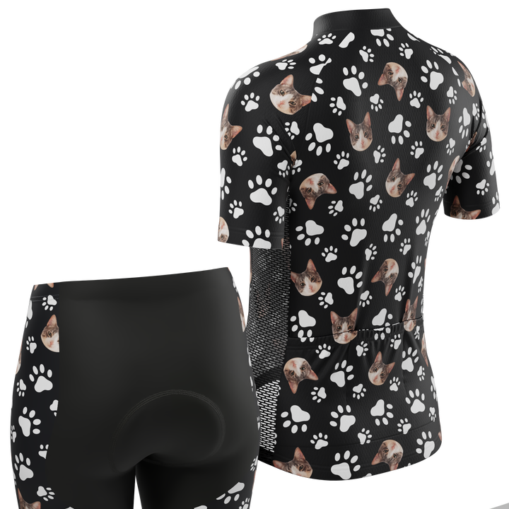 Custom Pet Paws Women's Cycling Kit Vibrant Performance Wear Black