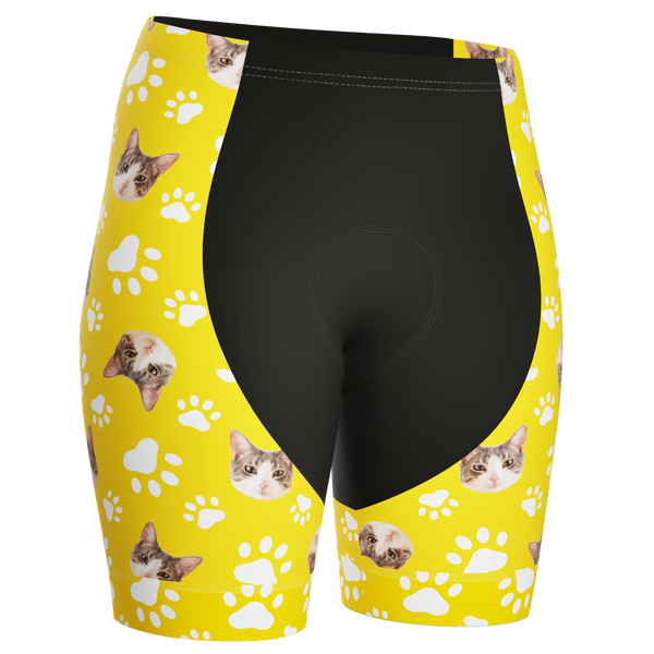 Women's Gel Padded Cycling Shorts Quick Dry & Custom Pet Bones Design Yellow