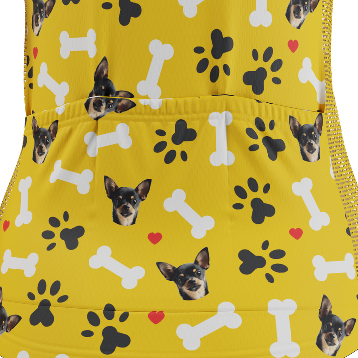Women's Custom Pet Bones Cycling Kit Durable & Personalized Yellow