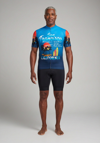Mens San Francisco California Beach Short Sleeve Cycling Jersey - _default - front view
