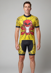 Men's Flaming Red Skull 2 Piece Cycling Kit