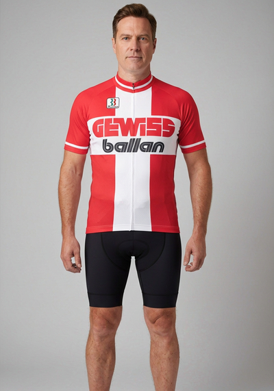 Mens Retro Gewiss Ballan Short Sleeve Cycling Jersey - front view