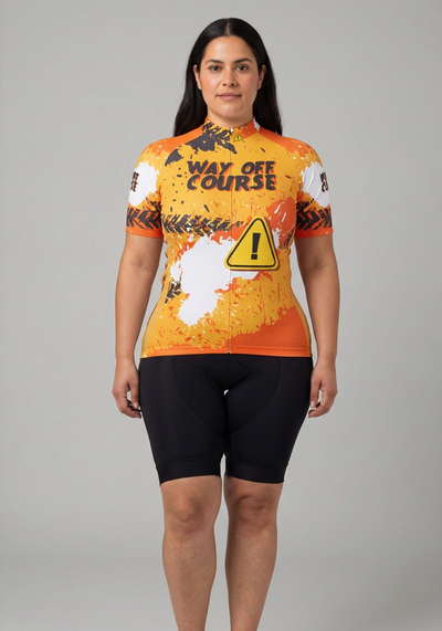 Womens Way Off Course Short Sleeve Cycling Jersey - Orange - front view