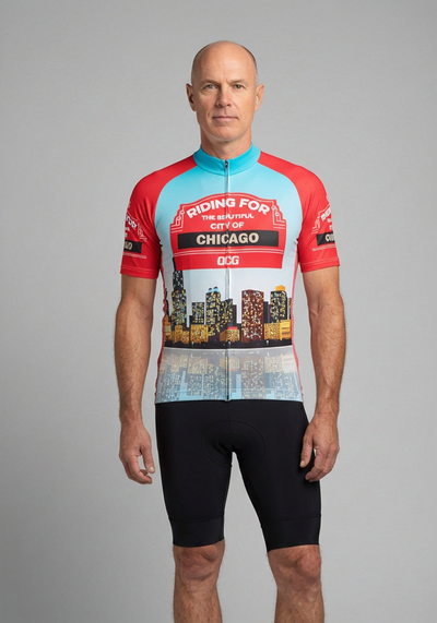Mens City Of Chicago Short Sleeve Cycling Jersey - front view