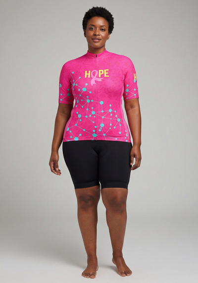 Womens Breast Cancer Faith Hope Love Short Sleeve Cycling Jersey - front view