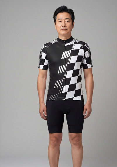 Mens Pave Athletic Modern Auto Short Sleeve Cycling Jersey - front view