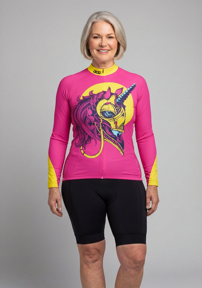 Womens Iron Unicorn Long Sleeve Cycling Jersey - front view