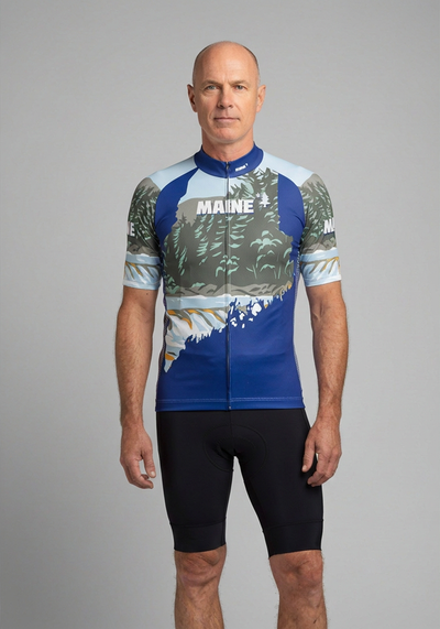 Mens Maine State Flag Short Sleeve Cycling Jersey - front view