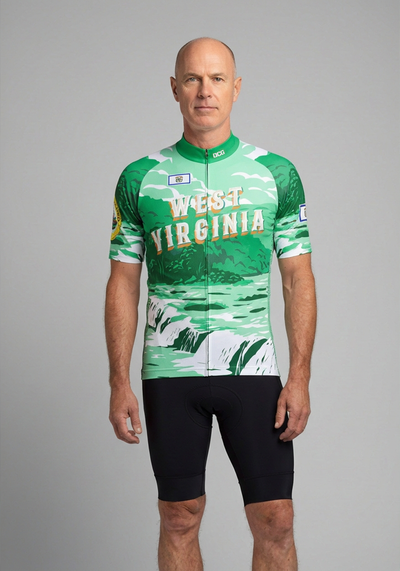 Mens West Virginia Usa State Short Sleeve Cycling Jersey - front view