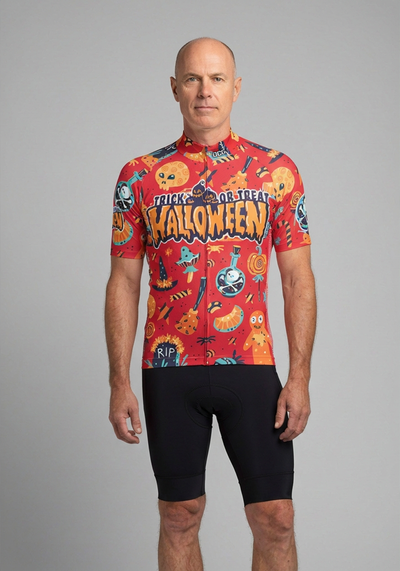 Mens Halloween Trick Or Treat Short Sleeve Cycling Jersey - front view