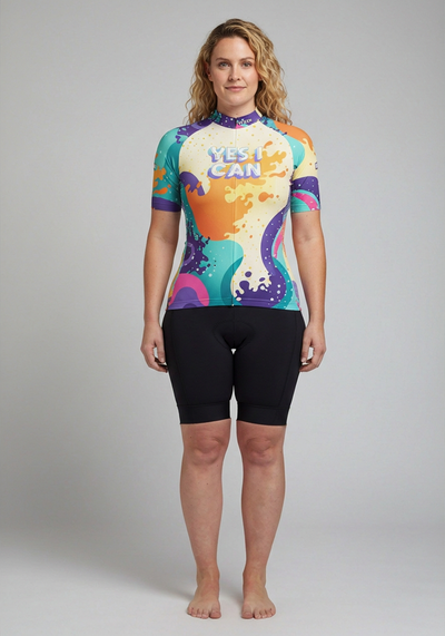 Womens Vixen Yes I Can Short Sleeve Cycling Jersey - front view