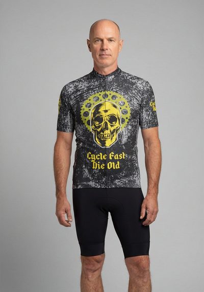 Mens Cycle Fast Die Old Short Sleeve Cycling Jersey - front view