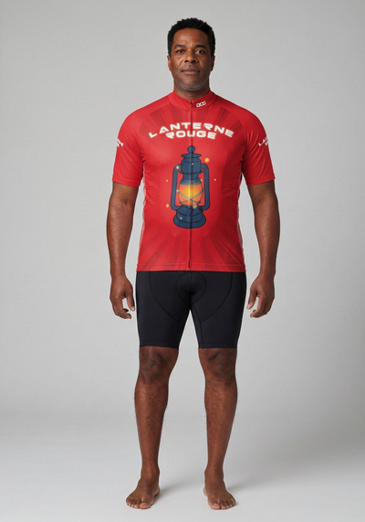 Mens Lanterne Rouge Red Lantern Short Sleeve Cycling Jersey - front view