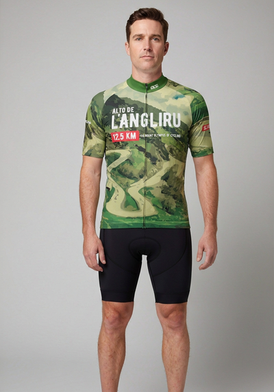 Mens Alto De Langliru Epic Climbs Short Sleeve Cycling Jersey - front view