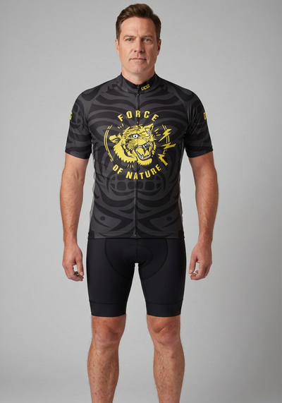 Mens Force Of Nature Tribal Short Sleeve Cycling Jersey - front view