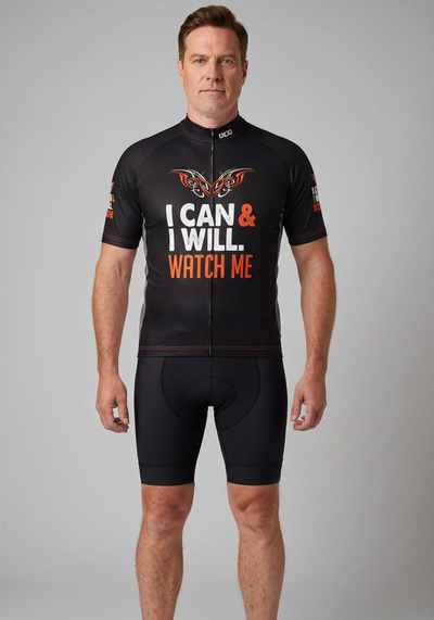 Mens I Can I Will Watch Me Short Sleeve Cycling Jersey - front view