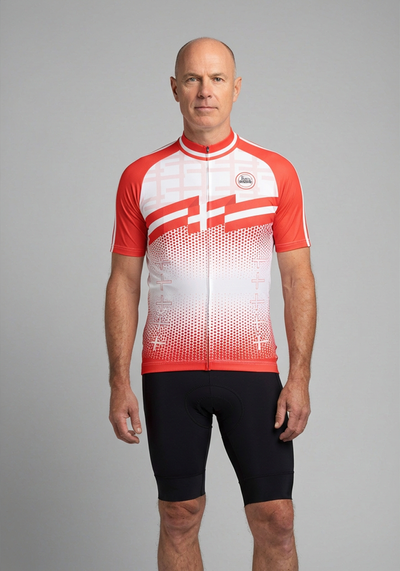 Mens Mens World Countries Flag Denmark Short Sleeve Cycling Jersey - front view